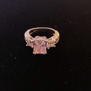 18KGP White Gold Mossiante Center Stone Engagement Ring Size 6.5